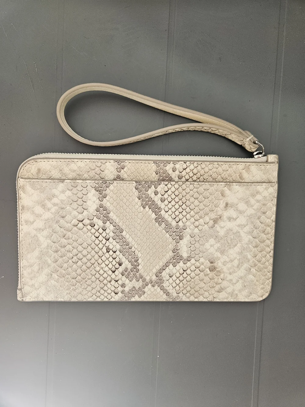 kate spade cream snake-print wristlet with wrist strap